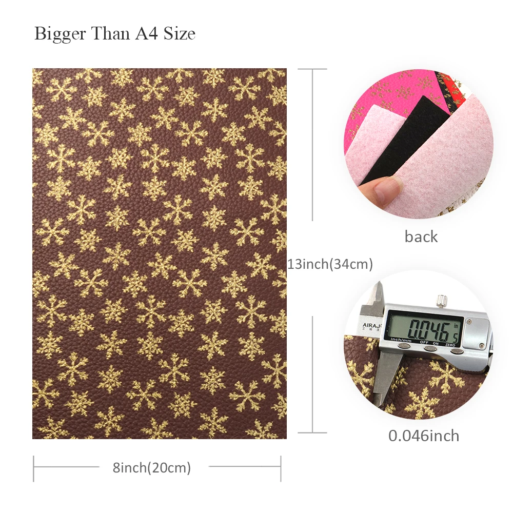 New 20*34cm Gold Foil Litchi Snow Printed Artificial Synthetic Leather For Hair Bow DIY Projects Handbag Shoes,1Yc6930