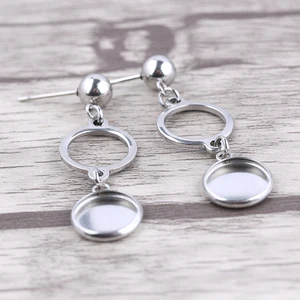 Reidgaller, 5 пар сережек из нержавеющей стали, 10 мм, кабошон, комплектующие для сережек сделай сам