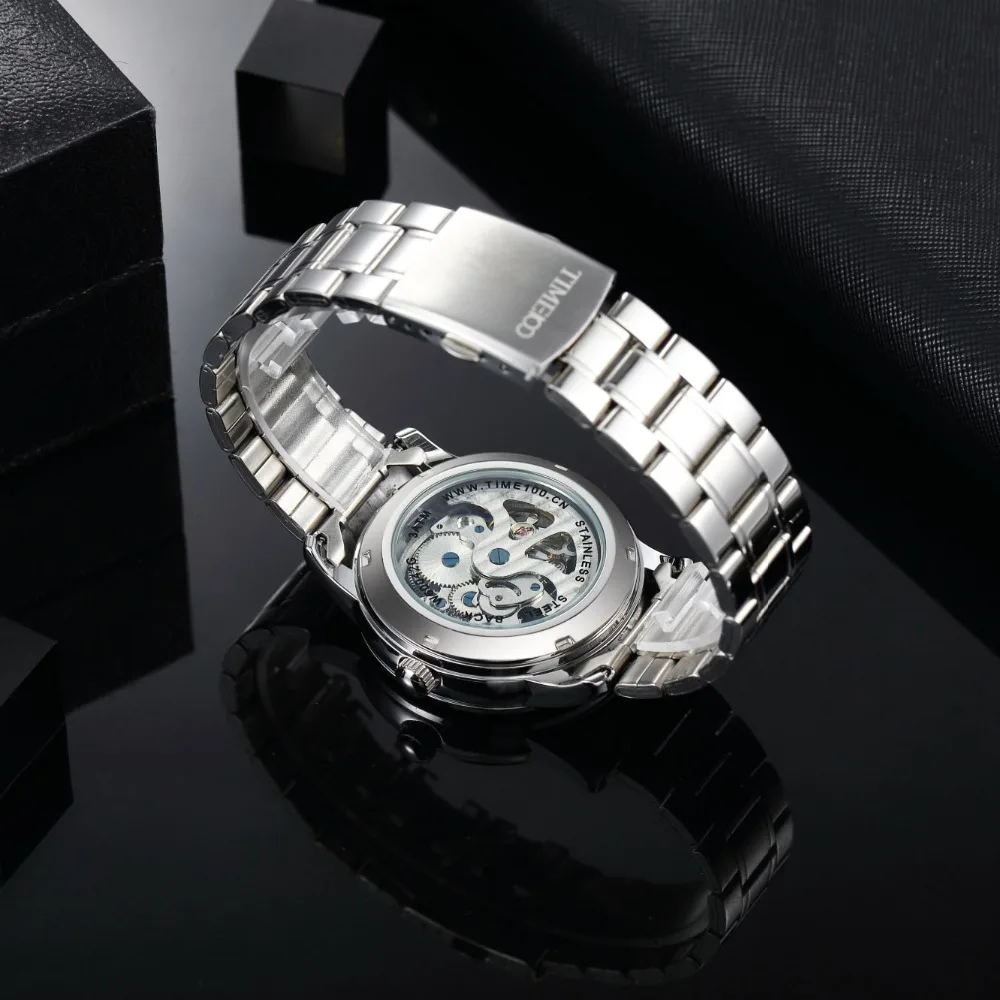 2016 TIME100 Модные мужские часы Механические с Автоподзаводом Часы скелетоны