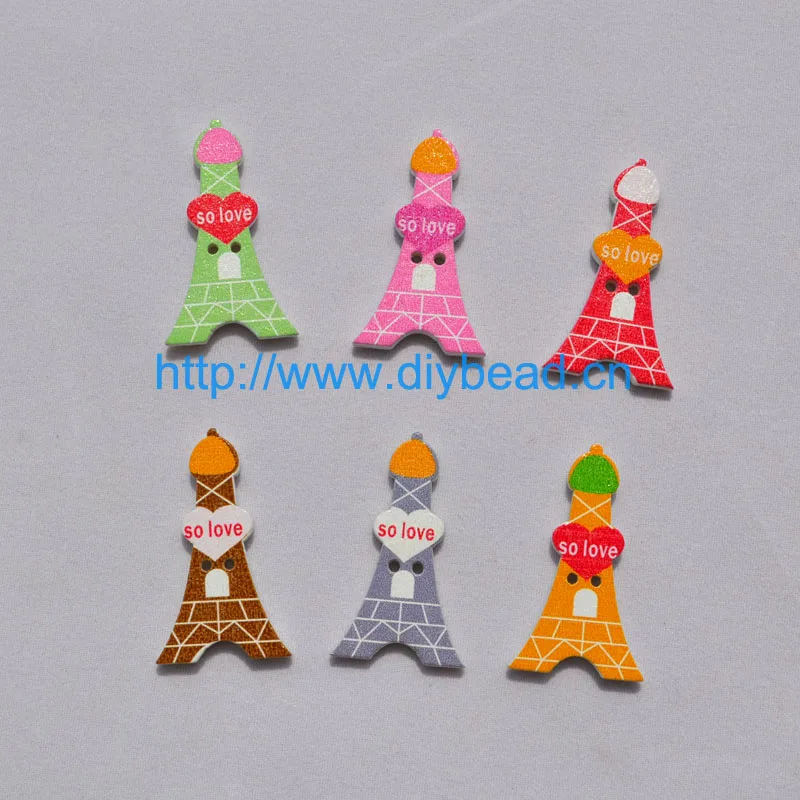 Декоративные аксессуары для детской одежды разноцветные Мультяшные деревянные