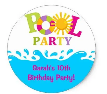 

1.5inch Water Splash Girl Pool Party Birthday Sticker