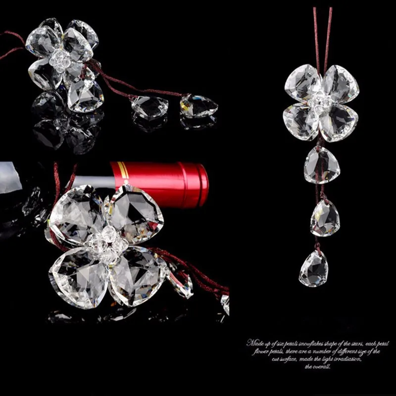 Прозрачные хрустальные настенные подвесные украшения 4 листья цветок стеклянные