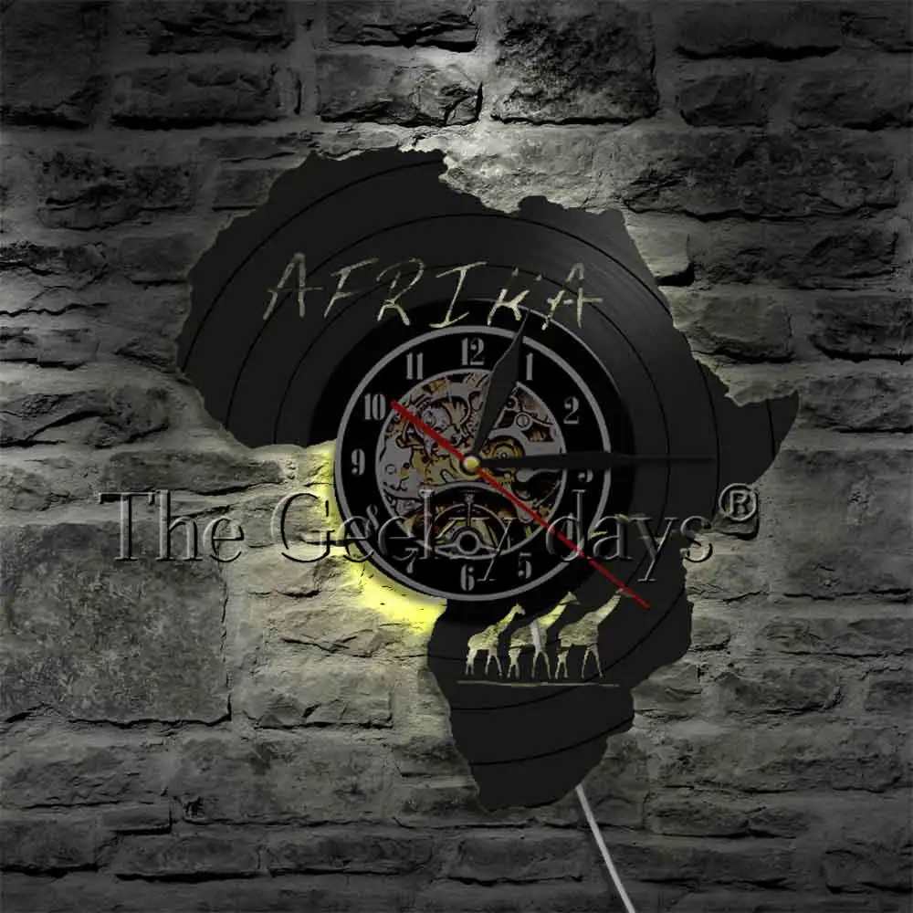 Животные Африки природа Жираф виниловые художественные настенные часы