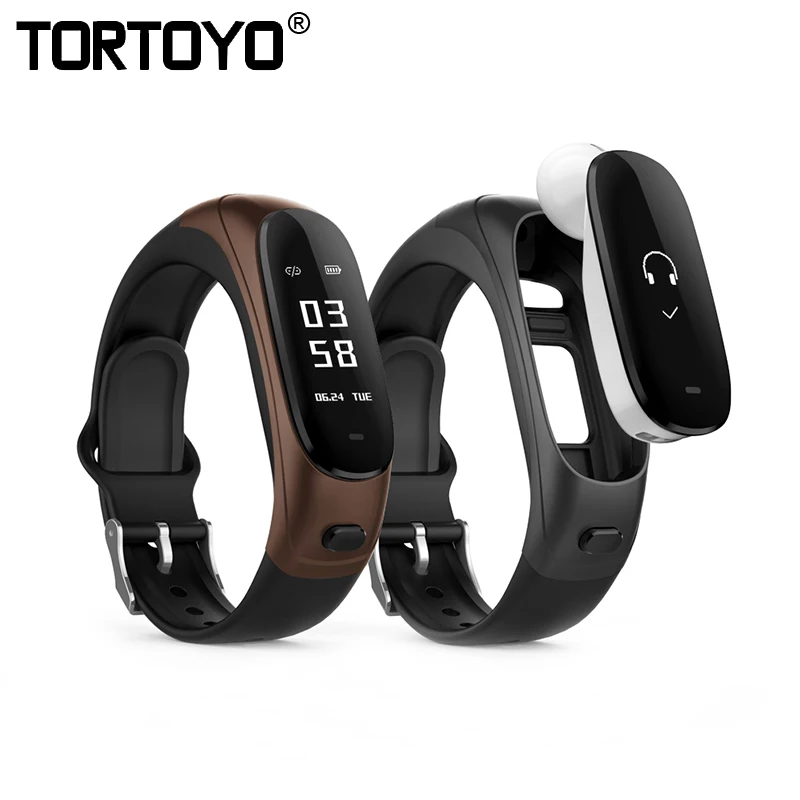 TORTOYO V08 Беспроводной Bluetooth наушники Smart Band 2 в 1 Earband умный Браслет Heart Rate крови