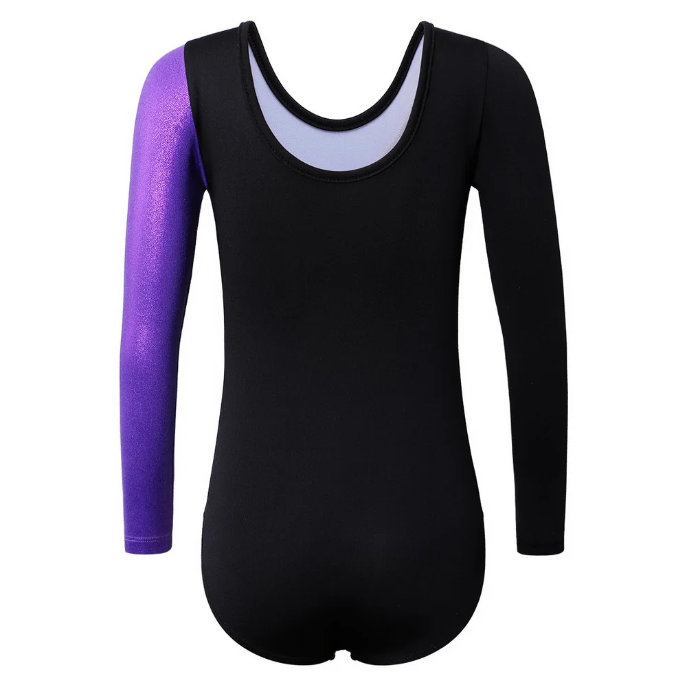 BAOHULU Girls Ballet Leotard Toddler Striped Long Sleeves Gymnastics Leotard Golden Foiled Professional Ballerina Train Costumes