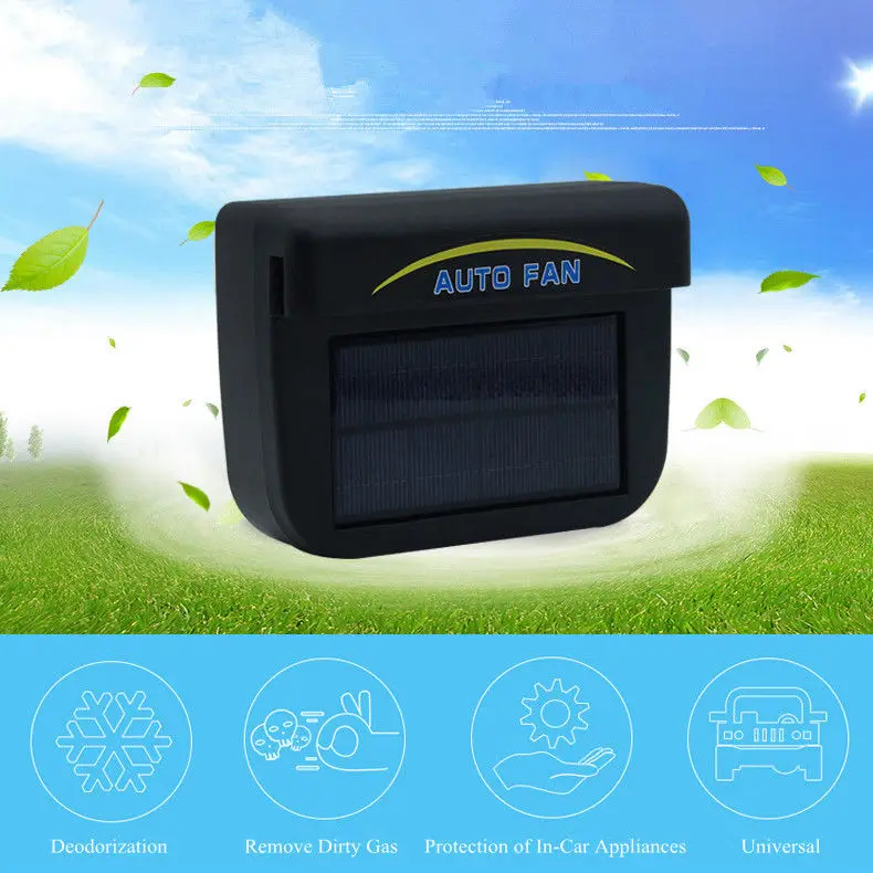 Solar Powered Auto Front/ Rear WIndow Fan 15*11*6cm Eco-Friendly Cooler Exhaust with Rubber Stripping Car Accessories | Автомобили и