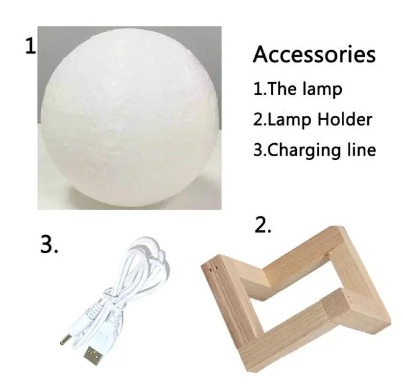 3D печать Луны лампа касания и три цвета опционально Регулируемая яркость 15