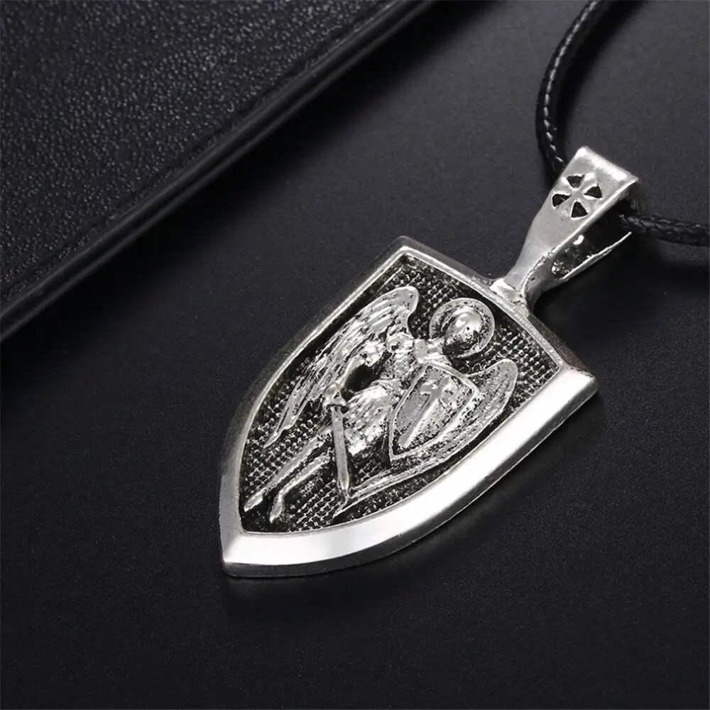 Прямая поставка мужское ожерелье Archangel St.Michael Protect Me Saint Shield Очаровательное с