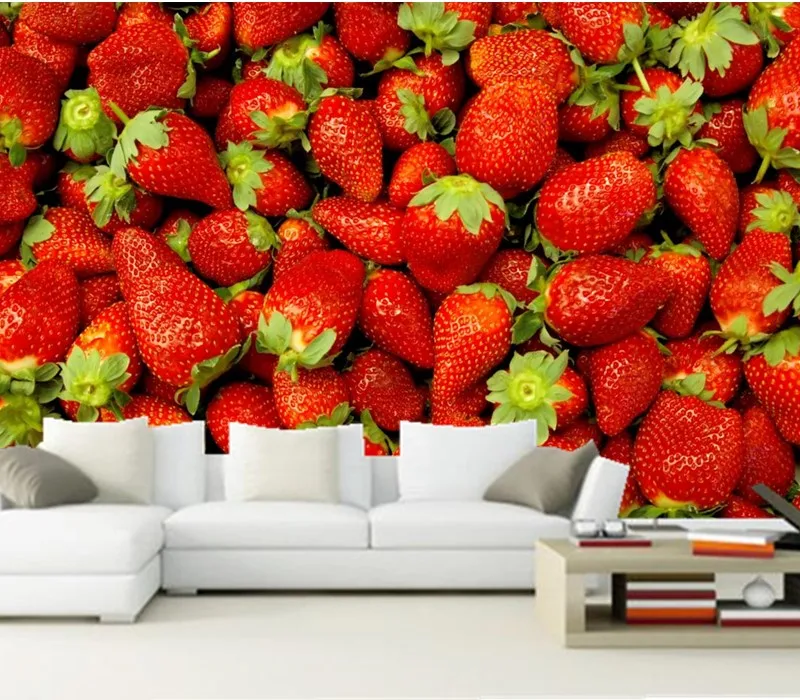 3D фрески на заказ обои с изображением фруктов ягод клубники пищевые для