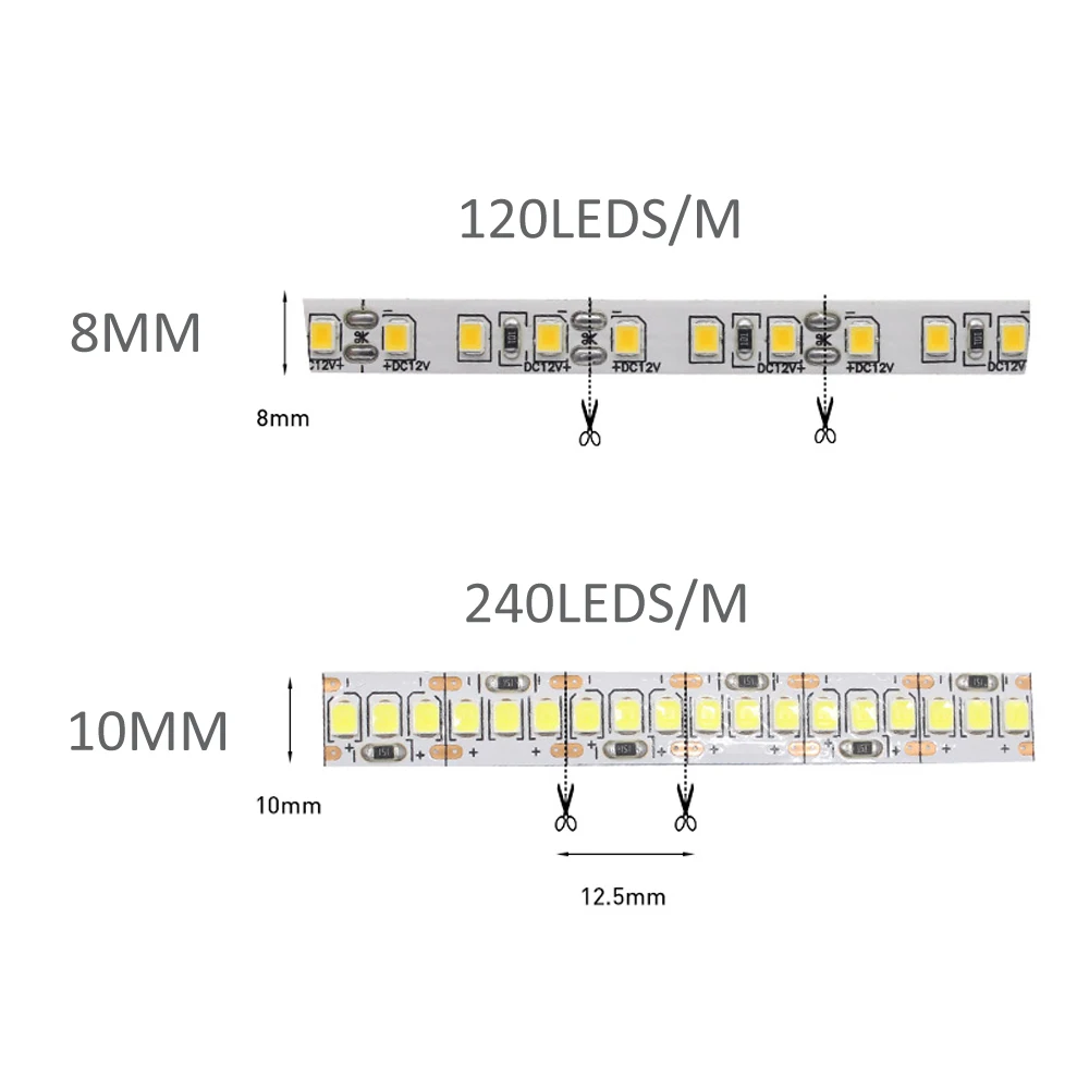 Светодиодная лента 12V DC 1M 2M 3M 4M 5M SMD 2835 120LEDs 240LEDs Tira LED Гибкая ленточная лампа 3000K