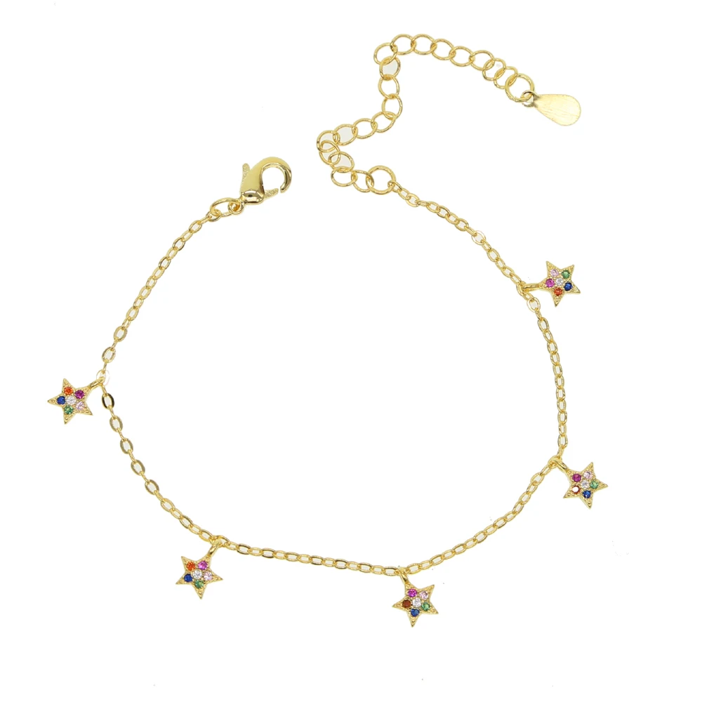 

New women Lady Girls Bangle Simple Gold Filled Chic Trendy Stars Fine Chain Bracelet Cuff Jewelry Party