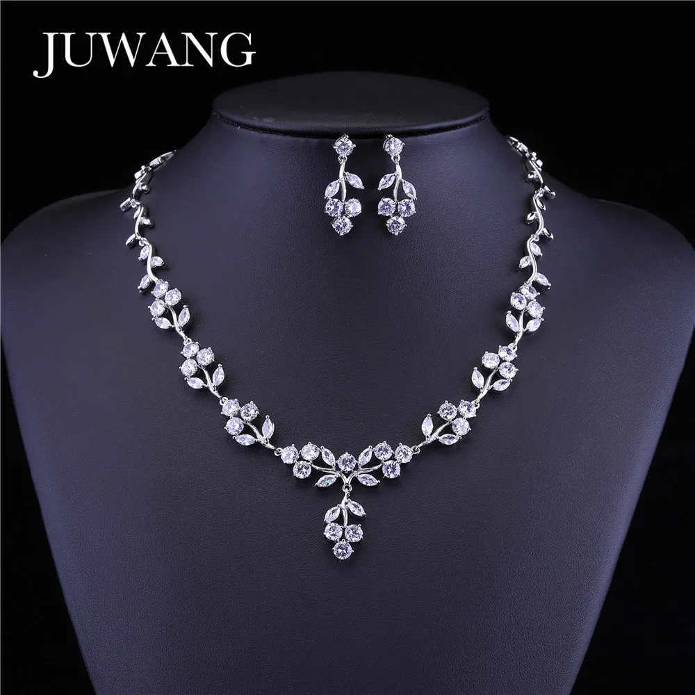 

JUWANG Cubic Zircon Flower Jewelry Sets for Women Butterfly Bridal Pendant Necklace Female Jewelry Set Accessories Party Gift