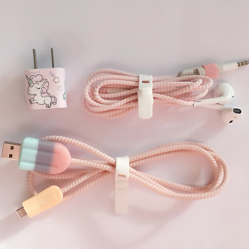 2018 новый кабель намотки мультфильм USB протектор для кабеля передачи данных набор