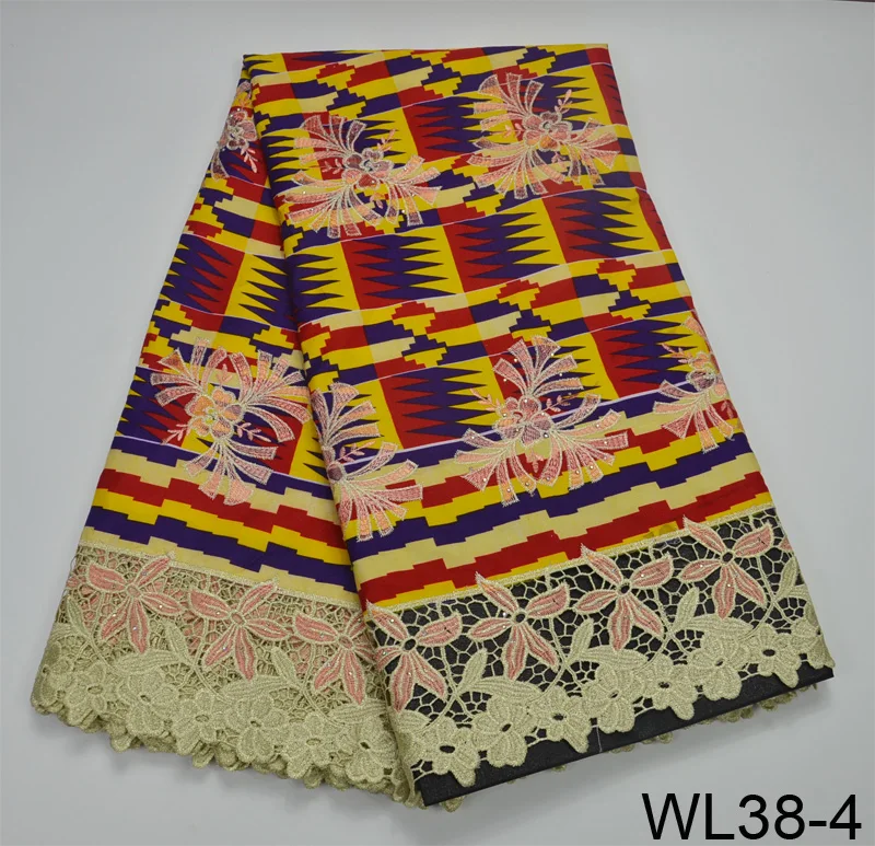 WL38 High Quality Multi Mix Color Beaded Yellow Royal Blue ghana ankara Nigeria African Guipure wax cord lace with Stone | Дом и сад