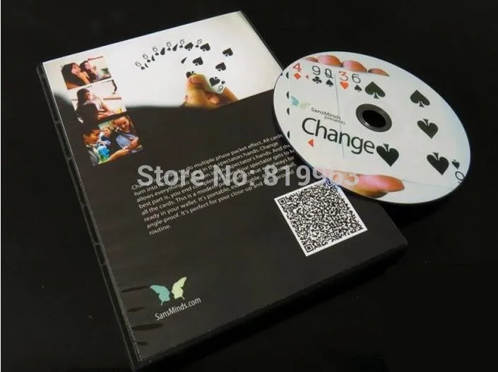 Изменение (DVD и Gimmick) от SansMinds Card Magic Tricks крупным планом иллюзии уличная магия Magica Toys