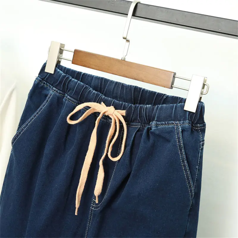 XL-5XL, джинсы с высокой талией, женские винтажные повседневные шаровары, джинсы, штаны для женщин, уличная одежда, свободные, размера плюс, джинсовые женские штаны для мам Z90