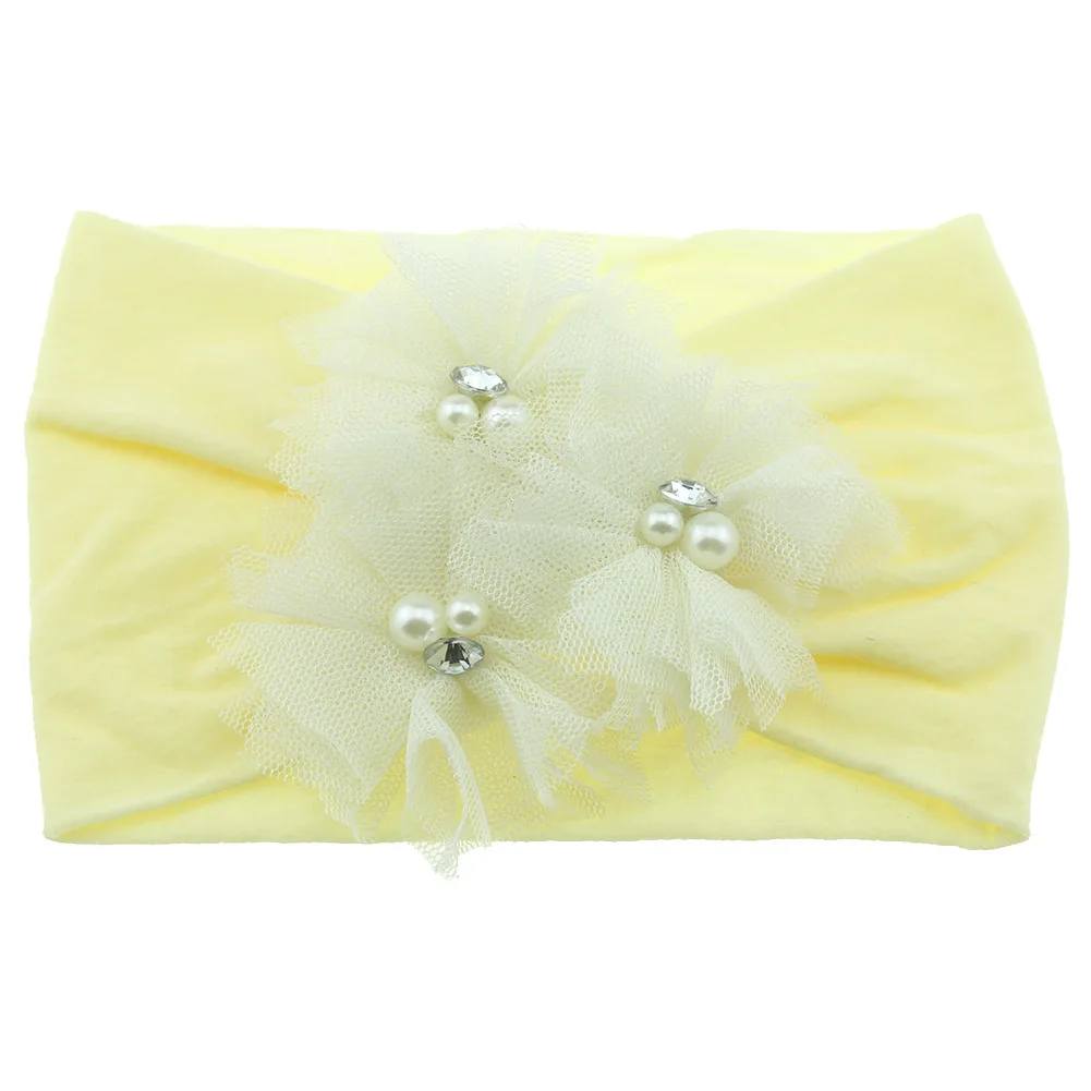 Yundfly Baby Wide Nylon Stockings Headband Three Mesh Flowers Knot Headwraps Children Party Photography Props Birthday Gifts | Мать и