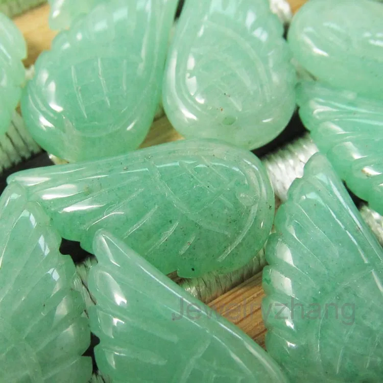 2шт. Модные украшения! Элегантный кулон в форме крыльев ангела с вырезанными из зеленого авантюрина камнями для девушек в подарок.