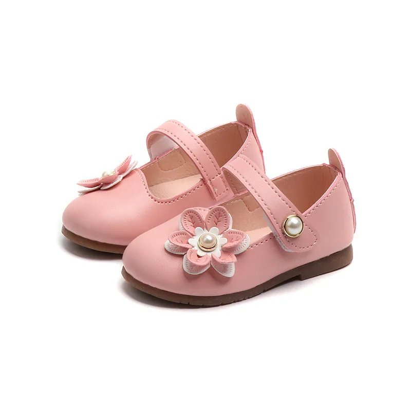 Весенне Осенняя обувь для девочек кожаная с цветочным узором малышей принцессы