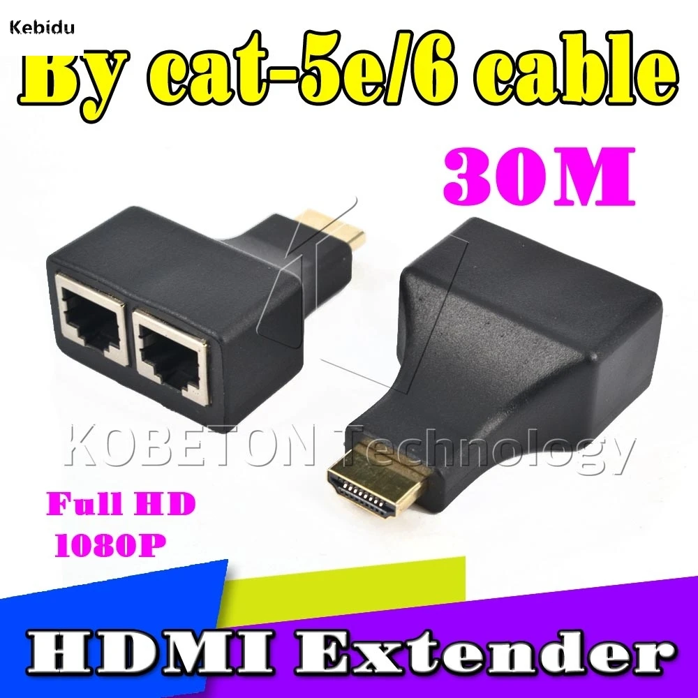 HDMI-совместимый Сетевой удлинитель RJ45 с двумя портами от Cat 5e / 6 кабель до 30 метров