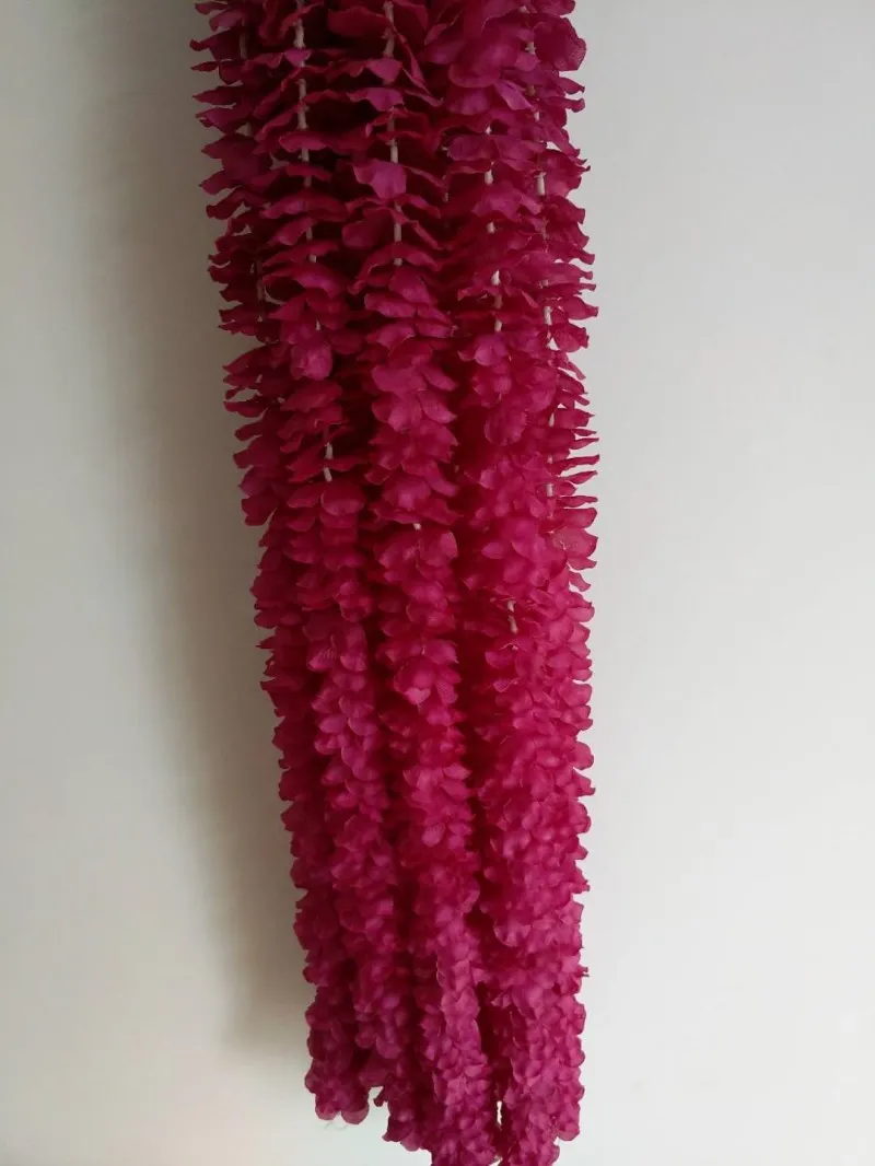 fuchsia 100 см искусственная Гортензия Орхидея Глициния Цветок струна для DIY моделирования свадебная АРКА квадратная лоза настенный висячий орнамент - Цвет: fuchsia