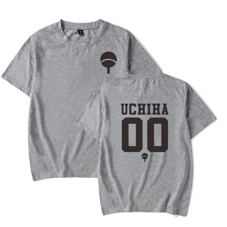 Uchiha Gray Летняя Новинка, брендовая футболка с короткими рукавами и принтом логотипа Наруто Учиха Узумаки Хатаке, разноцветные футболки в стиле Харадзюку, Футболки унисекс - Цвет: Uchiha Gray