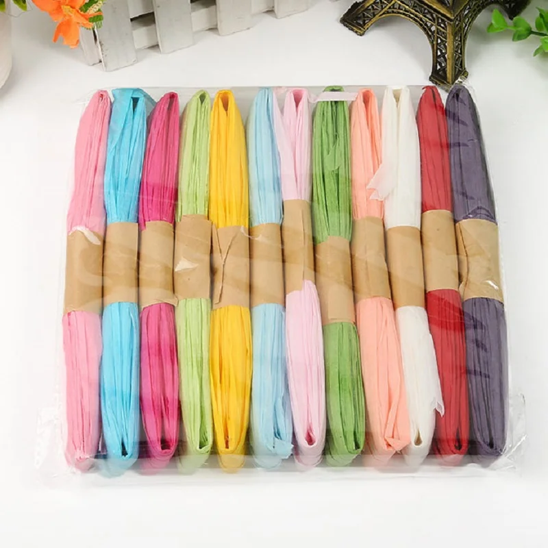 Многоцветная бумажная лента из рафии цветы подарки рукоделие скрапбукинг