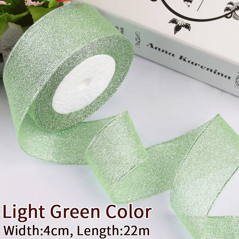 Light Green Color 4 см для изготовления банта или розово-Красного пояса для выпечки золотого, серебряного цвета, блестящая металлическая лента для выпечки, упаковочная лента для упаковки в подарочную коробку, посылка - Цвет: Light Green Color