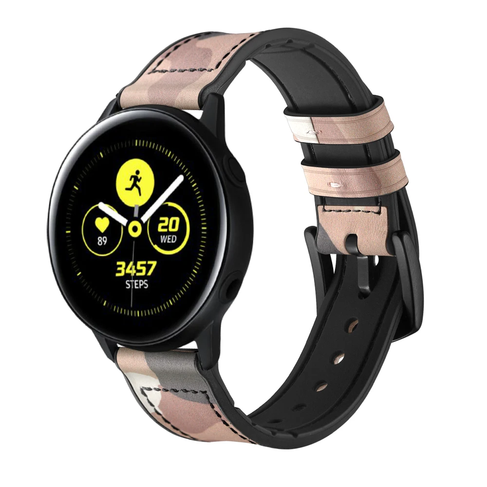 8 цветов силиконовый ремешок из натуральной кожи для samsung Galaxy Watch активный Камуфляжный узор наручный браслет ремешок для часов