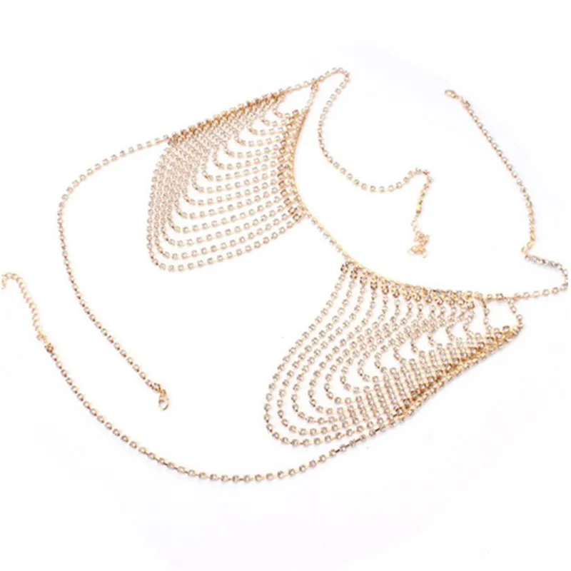 2019 New Women Body Chain Harness Belly Waist rhinestone Bra Chest Bikini Beach Jewelry Summer | Украшения и аксессуары