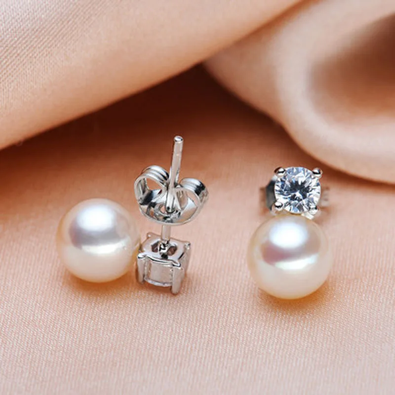 Женские классические серьги из серебра 925 пробы с пресноводным жемчугом|stud
