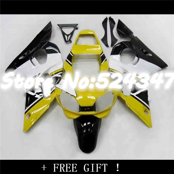 

B Injection 100%new yellow white black Fairing kit for YZF-R6 98-02 YZF R6 98 99 00 01 02 YZF 600 R6 1998-2002 ABS fairing