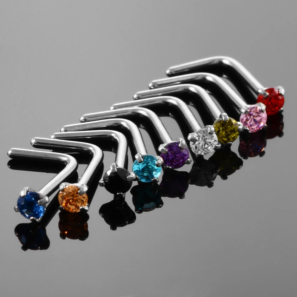 Серьги-гвоздики из циркония для пирсинга ноздрей ювелирные украшения со