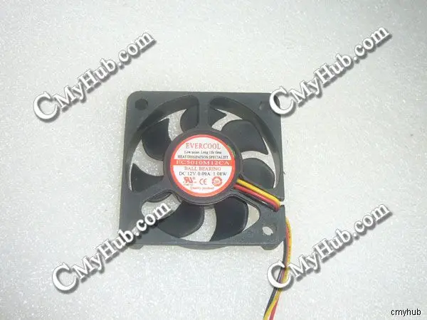 Подлинный для EVERCOOL EC5010M12CA DC12V 0.09A 1 08 W 5010 50x50x10 мм 50*50*10 50 3pin 3-проводной охлаждающий