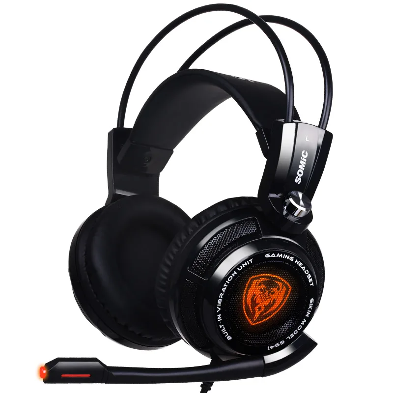 black Somic G941 USB 7,1 Виртуальная объемная звуковая игровая гарнитура наушники с микрофоном стерео Бас Вибрация для ПК PS4 геймера - Цвет: black