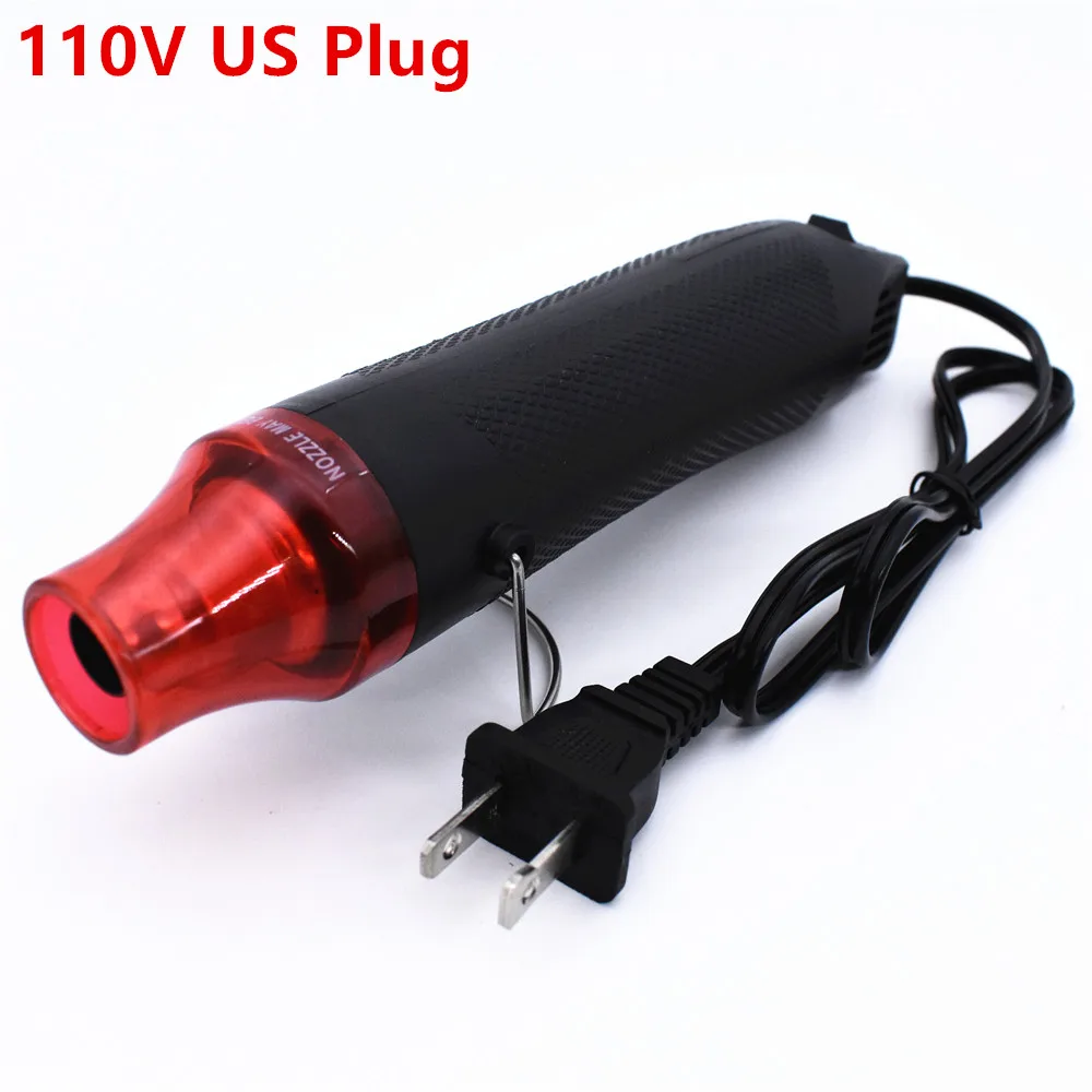 110V US Plug Black Тепловая пушка горячего воздуха ручной DIY электрический пластиковый вентилятор термоусадочные электроинструменты с опорным сиденьем для термоусадочной - Цвет: 110V US Plug Black