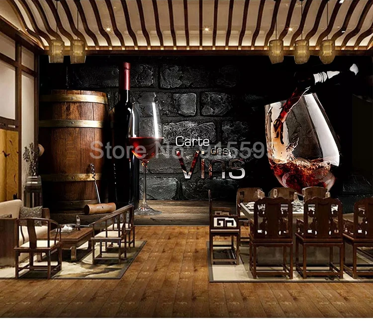 Пользовательские 3D фото обои водонепроницаемый холст картина красное вино кирпич стенная Настенная роспись обои для кухни декор столовой