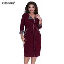 COCOEPPS 6XL размера плюс женское осеннее зимнее платье офисная Повседневная Женская одежда плюс большой размер платье черное элегантное Vestidos