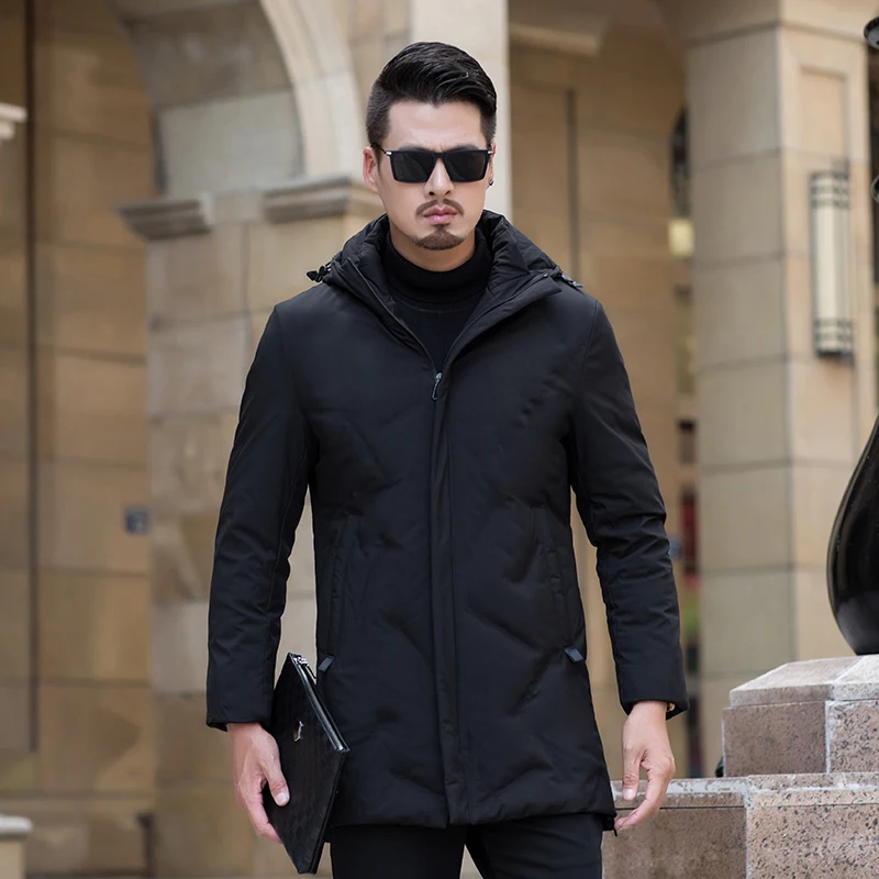 

2019 Winter New Thicken Down Cotton Coats Zipper Men's Long Hooded Jacket Solid Outdoors Black Parkas 4XL 5XL 6XL 7XL 8XL 1885