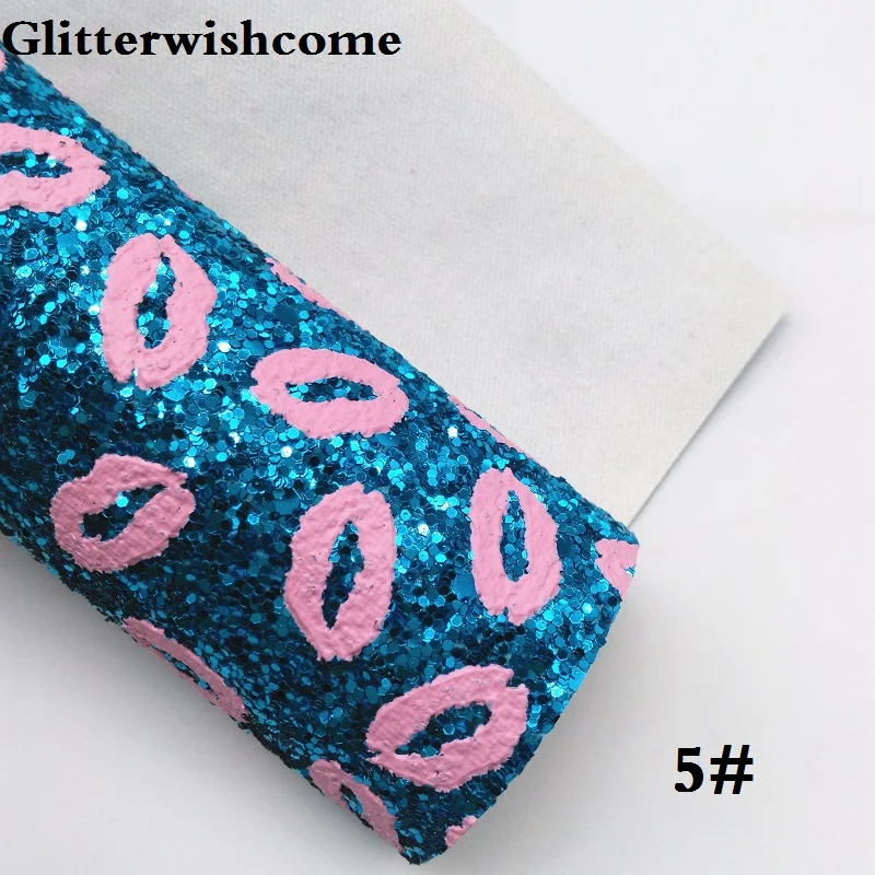 5 Glitterwishcome 21X29 см A4 размер винил для бантов Валентина массивный блеск кожа ткань винил с губами для бантов, GM114A - Цвет: 5