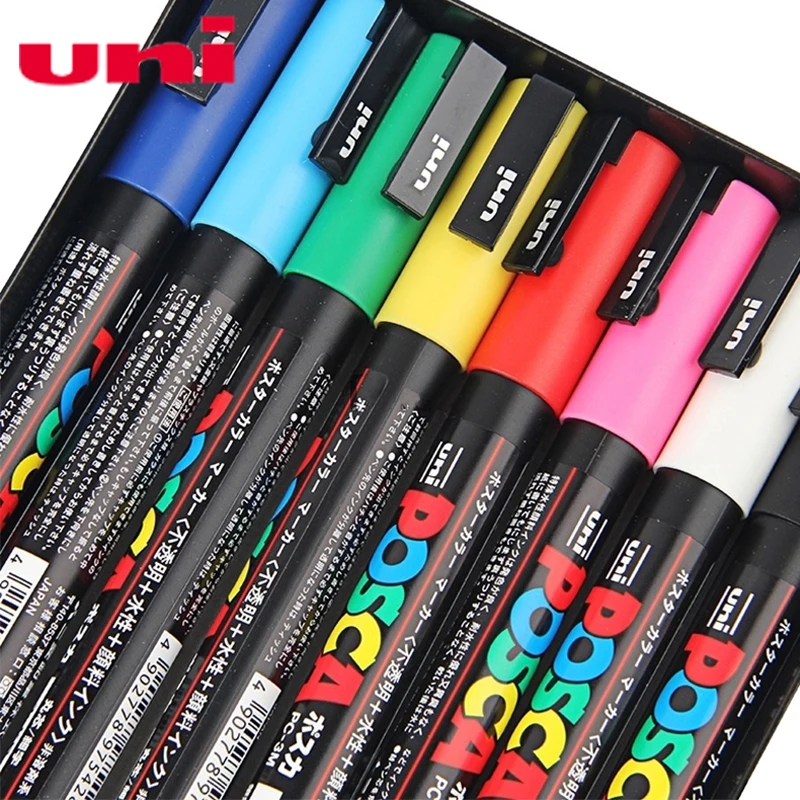 Uni Posca PC 3M ручка маркер для рисования с тонким наконечником 0 9 мм 1 3 набор из 8