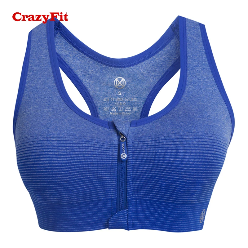 CrazyFit Высокая поддержка Спортивный бюстгальтер на молнии для женщин 2018