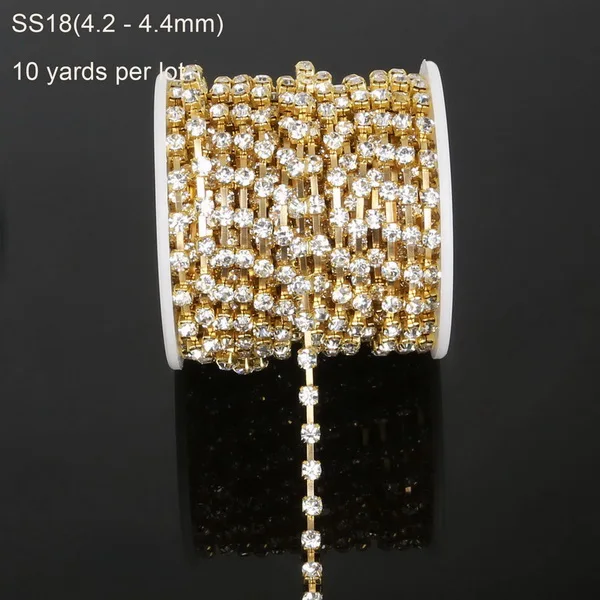 SS18 gold 10 ярдов прозрачные стразы для ткани аппликация цепи свадебное платье костюм отделка DIY Швейные аксессуары Одежда - Цвет: SS18 gold