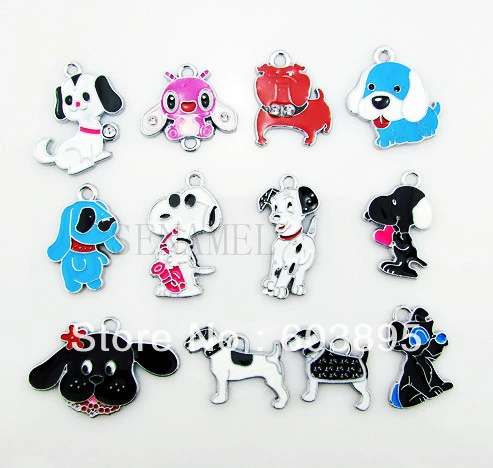 

S6535! Free Shipping 100Pcs/Lots Enamel MIXED dog charms for key charm