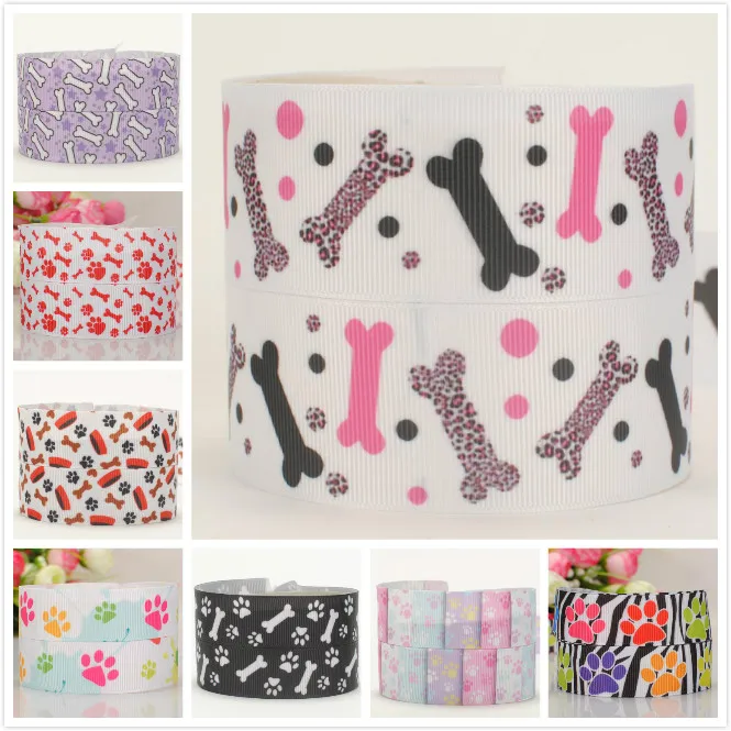 50% продаж 5/10/20 ярдов лента с принтом собачьей лапы Случайная Доставка|printed grosgrain