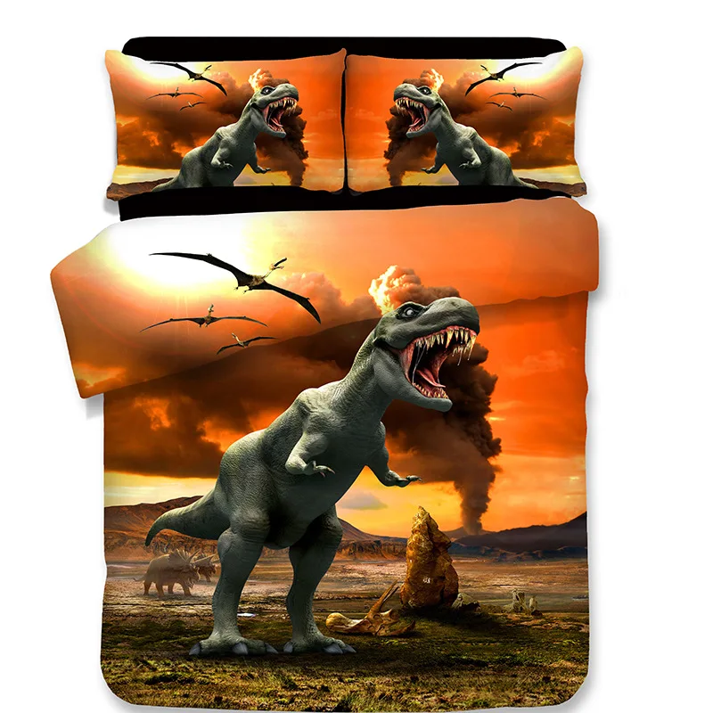 Новый 3D с проектом динозавра из мультфильма детский пододеяльник комплект