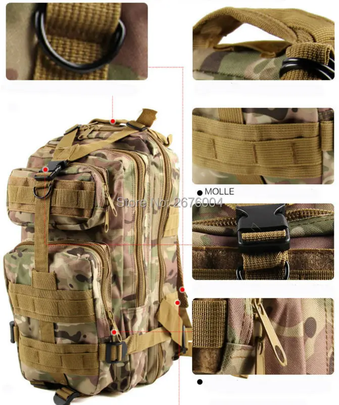 Tactical Molle 3P Assault Backpack Outdoor Sports Military Camping Hiking Climbing Rucksack Trekking Hunting Bag