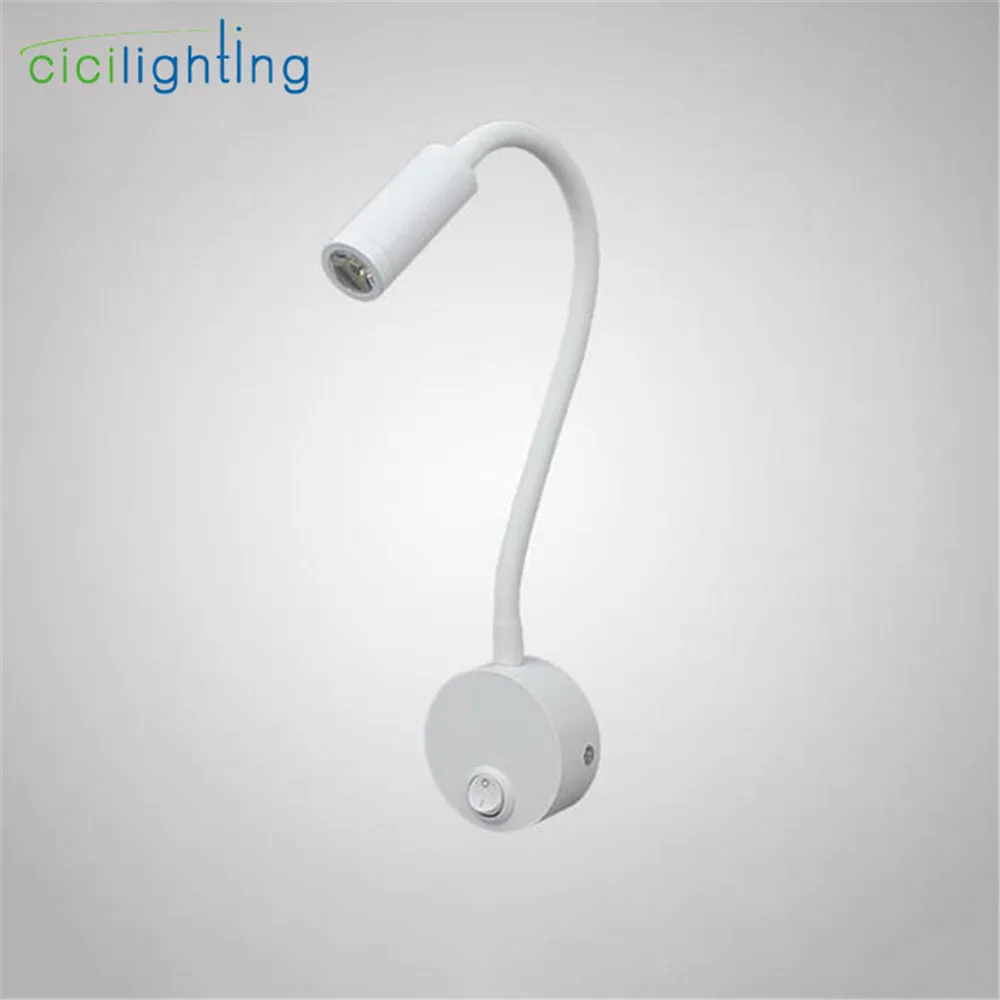 Фото Светодиодный прикроватный светильник настенный ночник с гусиной шеей лампа для