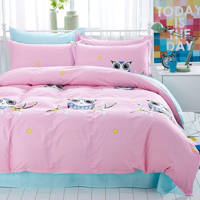 Комплект постельного белья для мальчиков и девочек из 100% хлопка с синей совой