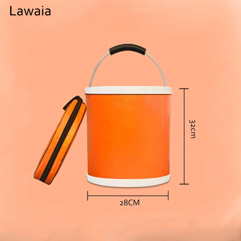 Lawaia Folding Fishing Box Bucket Portable Boat Tool Buckets Telescopic 11L 20L Orange Tackle | Спорт и развлечения